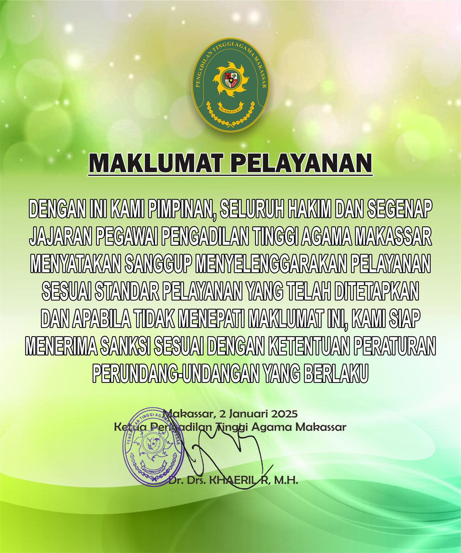 Maklumat Pelayanan PTA Makassar