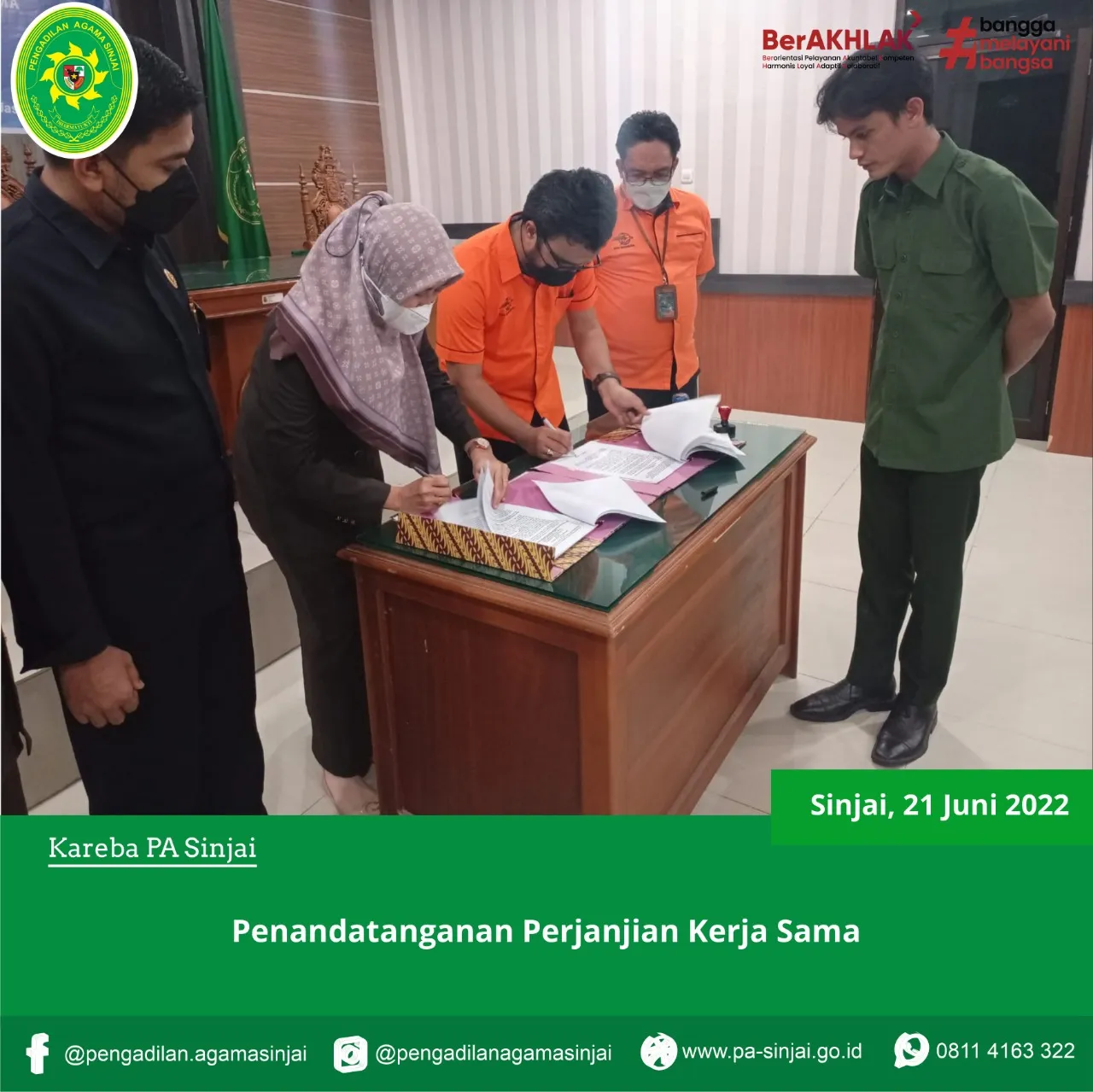 Penandatanganan Perjanjian Kerja Sama Antara Pengadilan Agama Sinjai Dengan Pt Pos Indonesia